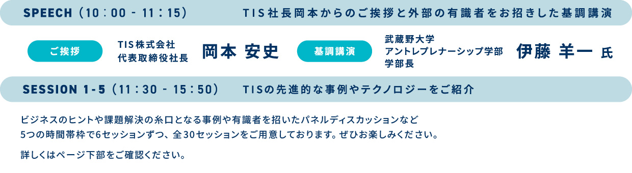 TIS INTEC Group BUSINESS SUMMIT'26 プログラム